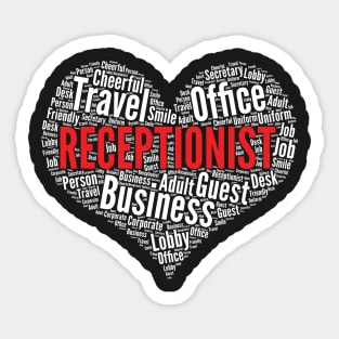 Receptionist Heart Shape Word Cloud Design product Sticker